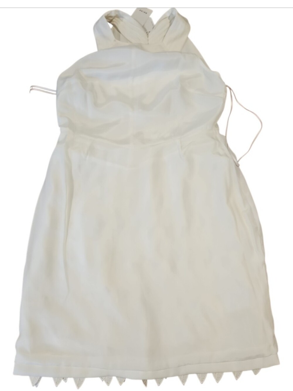 REISS White Flora Feather-Trim Halter Mini Dress Sz 8 - Picture 15 of 16